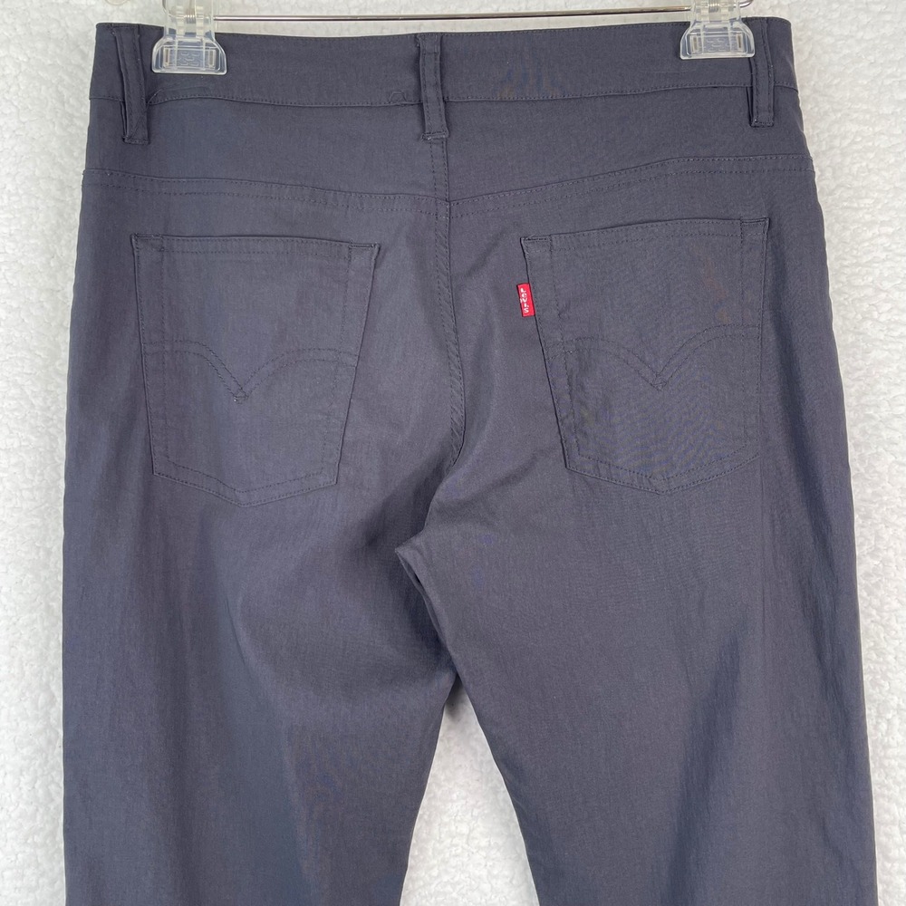 Levi Strauss Womens Straight Leg Pants Charcoal Gray Stretch Size 9x32 Workwear